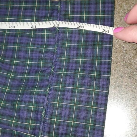 Lands' End Blue Plaid Button Down Top w Pocket & Elastic Waist w Sz L Pajama Set - Picture 9 of 16